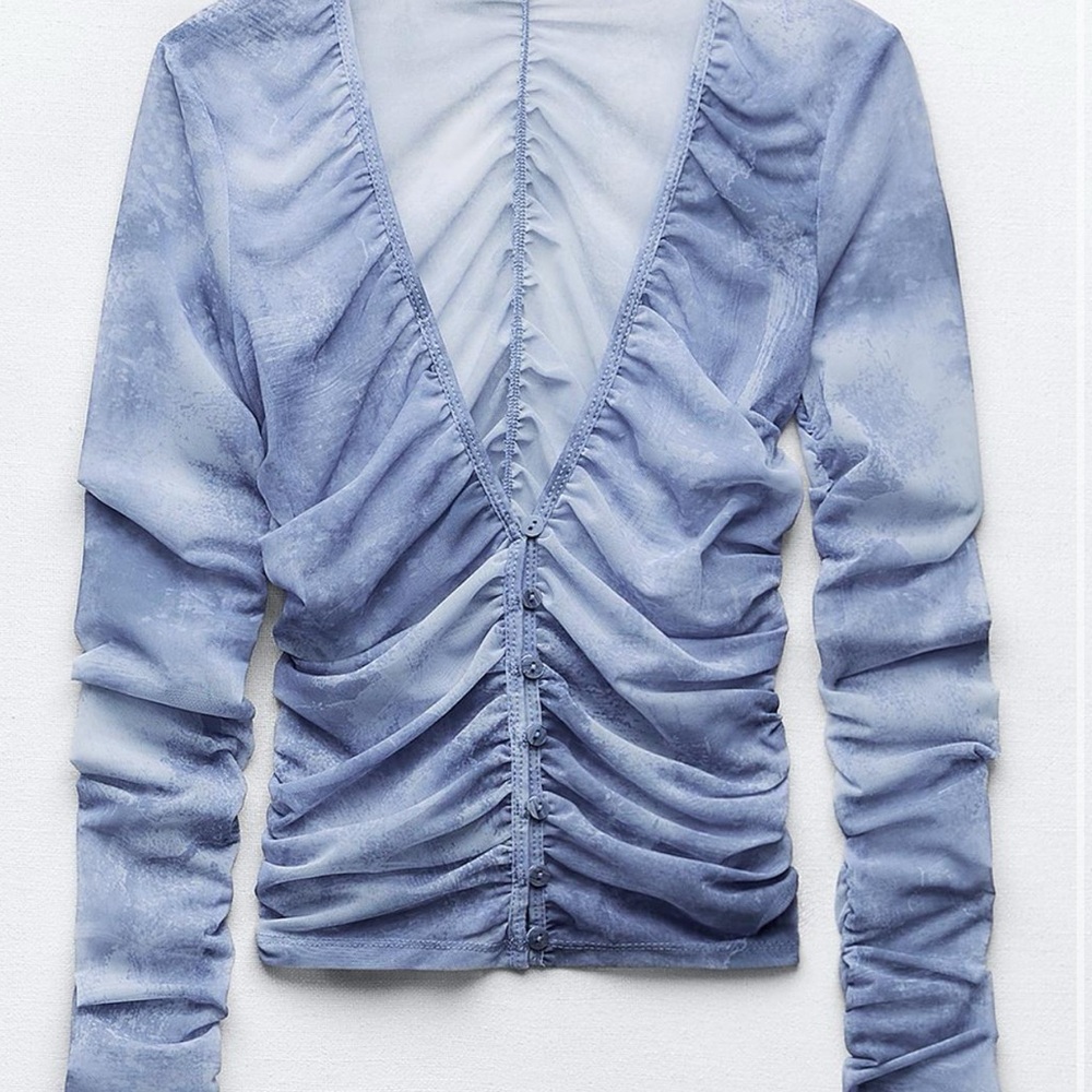 Zara Blue Ruched Women's Top